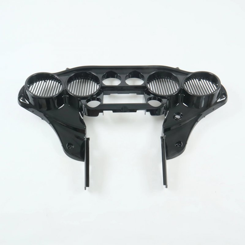 Shiny Black Double Din Radio Inner Fairing W 6.5   Speaker Quad 4 for  FLH Touring Motorcycle 2014 up  CFP-1584-174